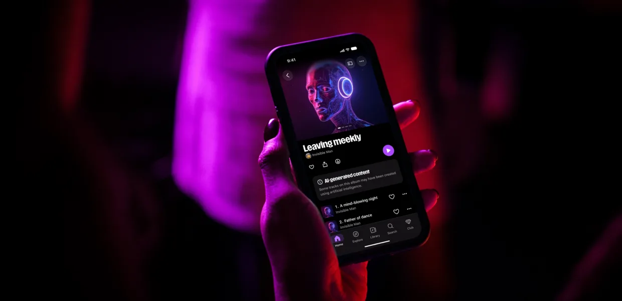 Deezer-beeld bij de aankondiging van AI-detectie en de filterschakelaar