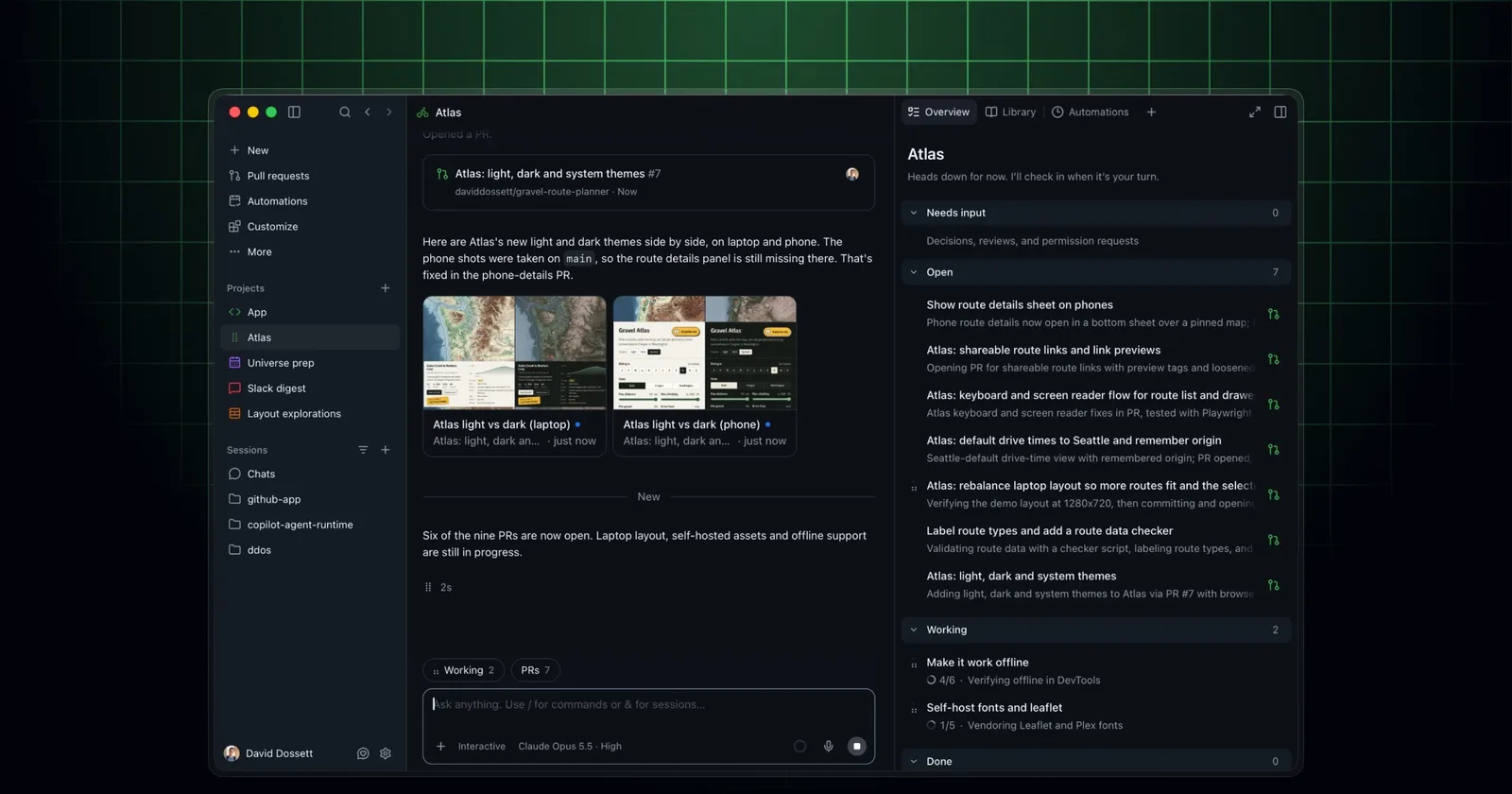 Projects in de GitHub Copilot-app