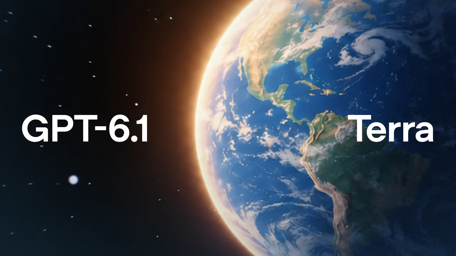 Illustratie van OpenAI bij GPT-6.1 Terra: de aarde verlicht door zonlicht tegen een sterrenhemel