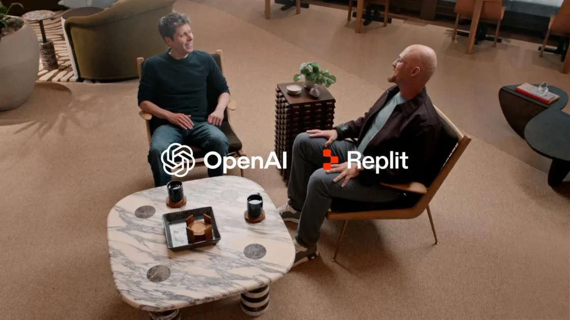 Illustratie bij de aankondiging van Free Mode, de OpenAI-samenwerking van Replit