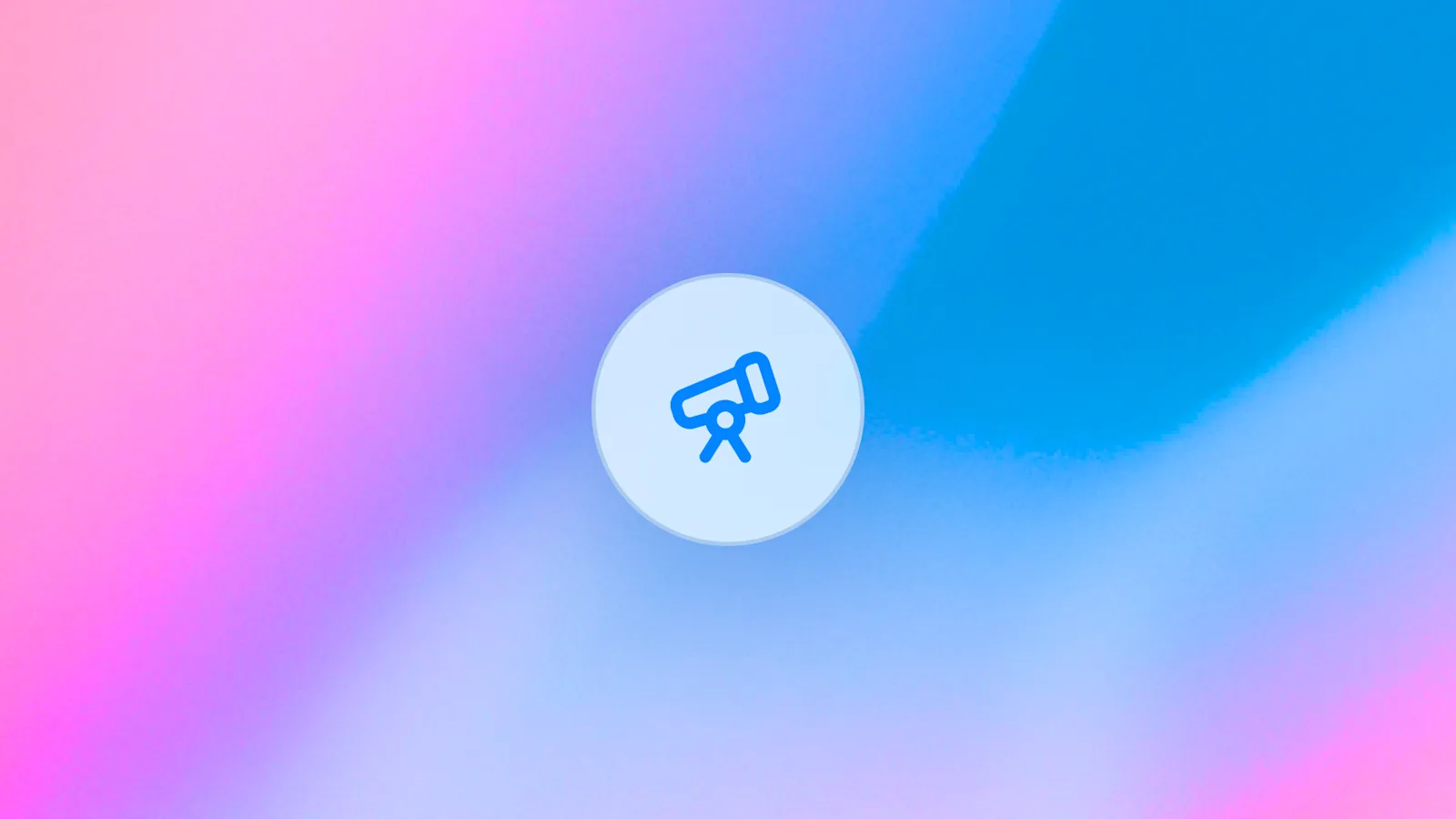 Een telescoop als icoon op een zachte kleurenachtergrond, het beeld van OpenAI bij de introductie van deep research